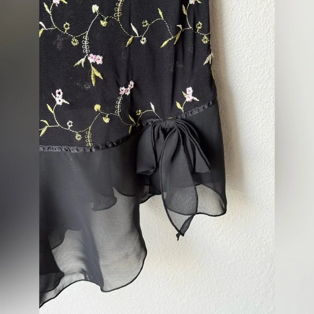 Hillard & Hanson Floral Bustier Slip Dress Black Pink Women’s Size Large Y2K - Picture 3 of 6